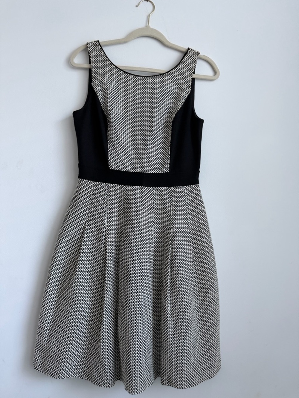 White House Black Market Black and White A-Line Midi Dress